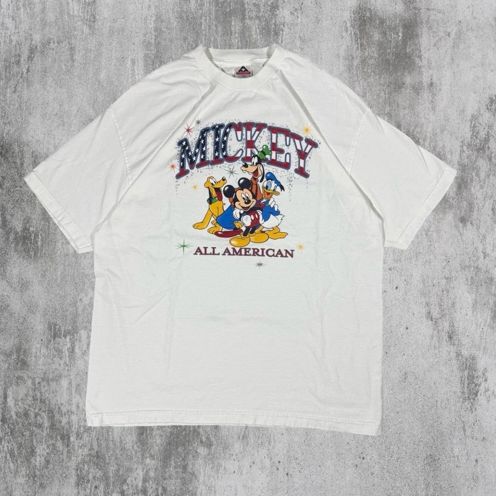 Vintage Y2K AAA Mickey All American White T-Shirt Mens XL